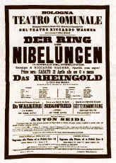 Manifesto per la rappresentazione dell’Oro del Reno al Teatro Comunale di Bologna (21 aprile 1883)